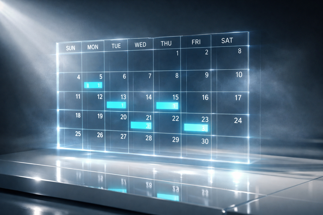 Futuristic digital calendar display