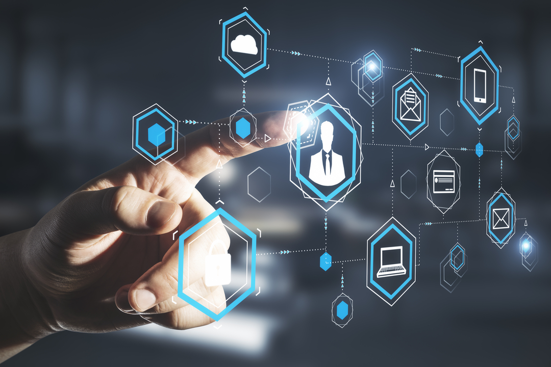 finger touching icon in sales pipeline