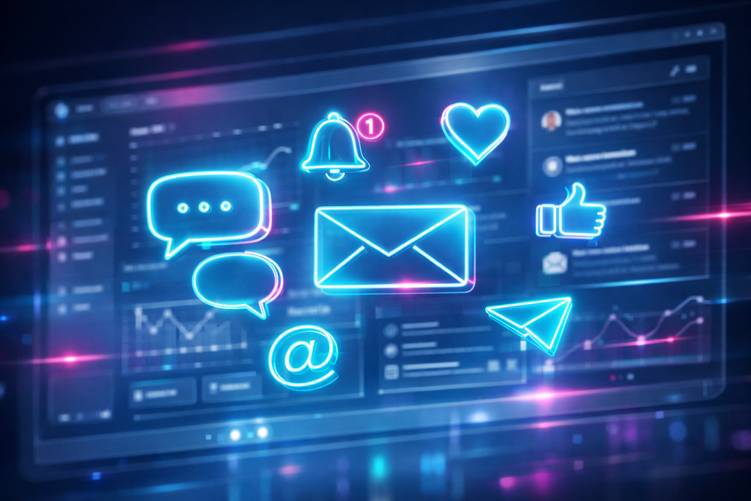 Digital communication icons and notifications