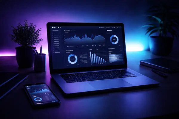 laptop and smartphone displaying analytics dashboard